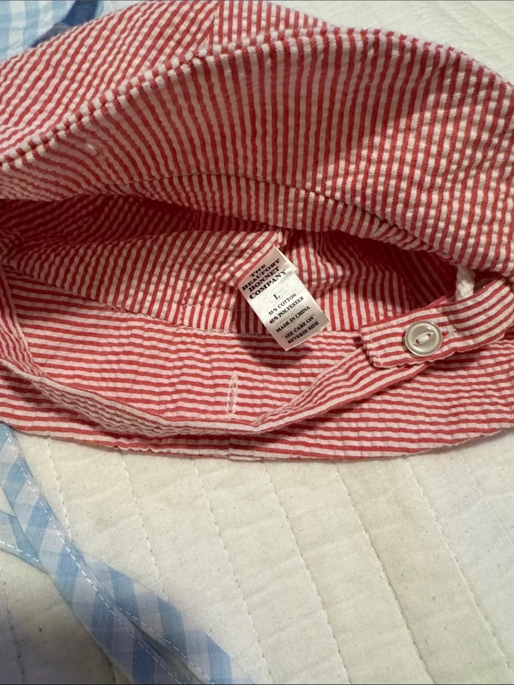 EUC RARE Set of 2 TBBC Boys Summer Beach Hats Red Seersucker Blue Gingham